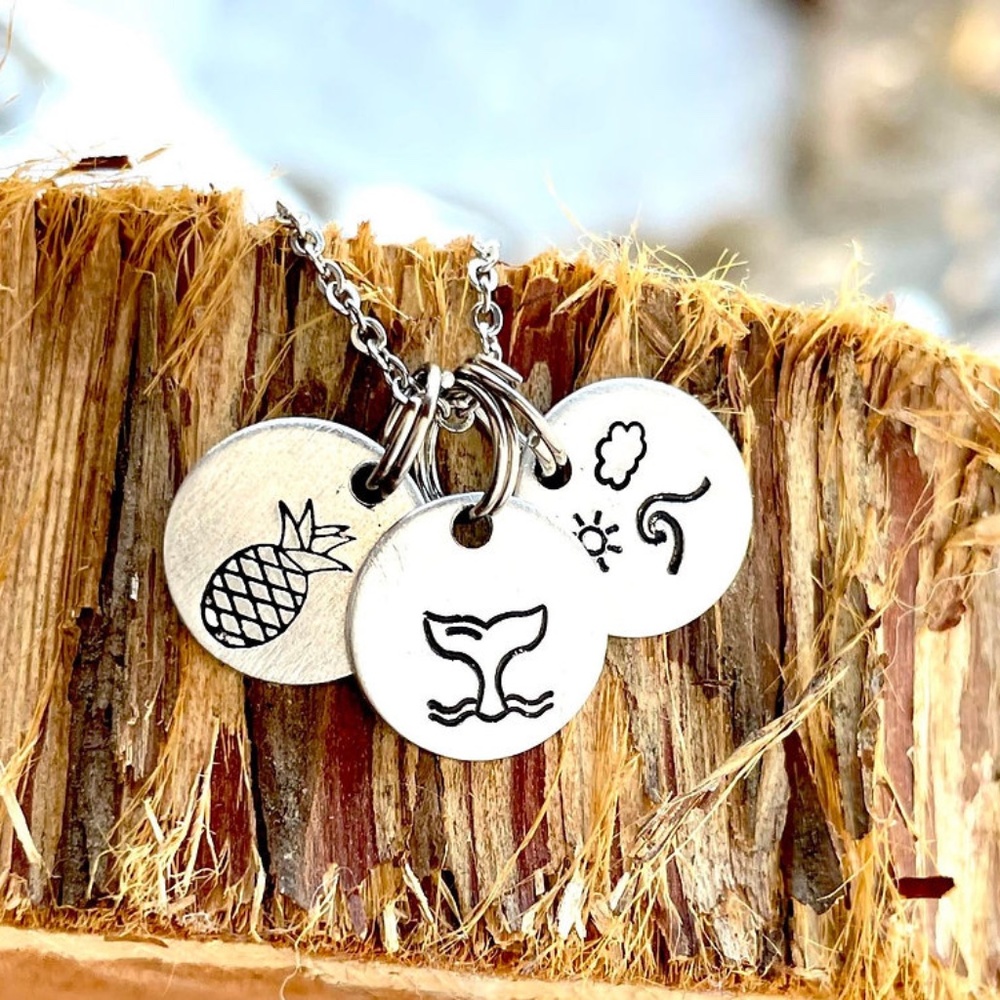 Disc Necklace -  Hand Stamped Necklace - Hand Stamped Jewelry - Beach Necklace
